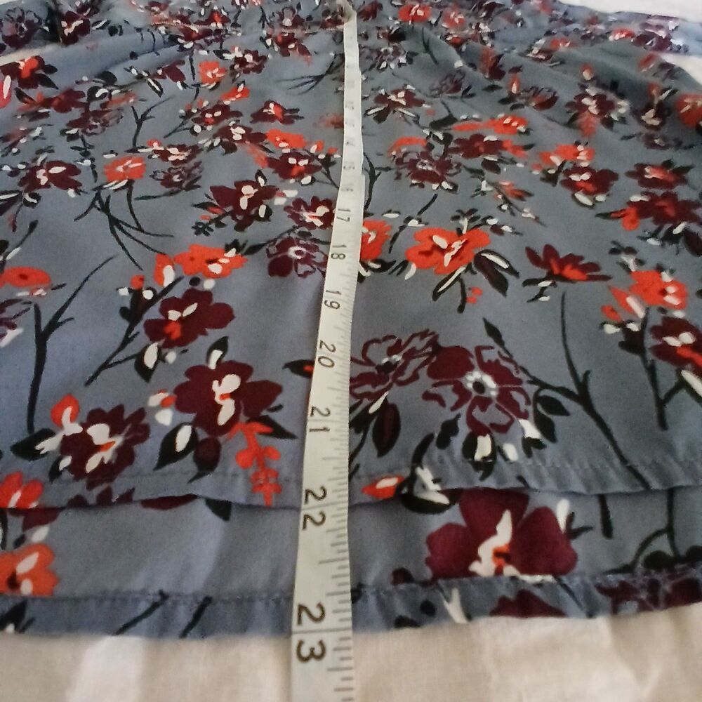 Abercrombie Slate Blue Floral Cold Shoulder Blouse Women's Small Boho Fall Top - Picture 10 of 10